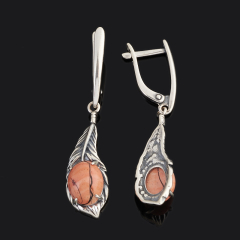 Серьги яшма уральская Россия (серебро 925 пр. оксидир.)