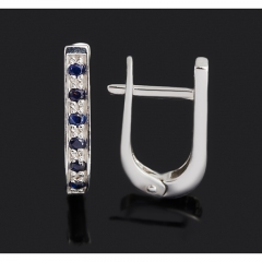 Серьги сапфир Индия (серебро 925 пр. родир. бел.) огранка