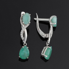 Серьги изумруд Колумбия (серебро 925 пр. родир. бел.) огранка