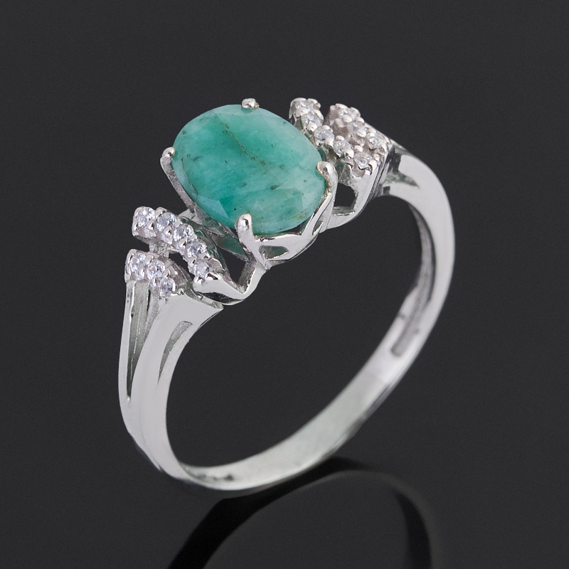 Кольцо изумруд Колумбия (серебро 925 пр. родир. бел.) огранка размер 16,5