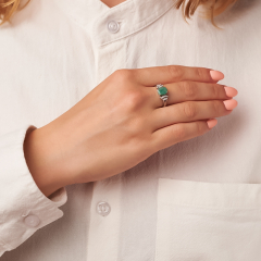 Кольцо изумруд Колумбия (серебро 925 пр. родир. бел.) огранка размер 16,5