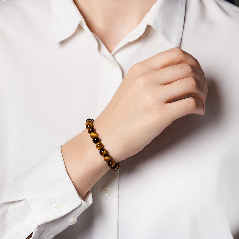 Браслет тигровый глаз ЮАР 8 мм 19 см