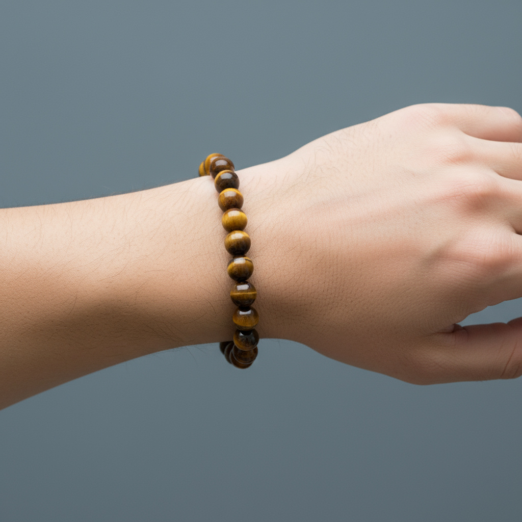 Браслет тигровый глаз ЮАР 8 мм 19 см