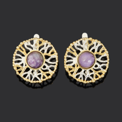 Серьги чароит Россия (серебро 925 пр. позолота, посеребр.)