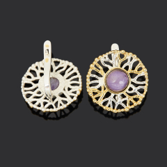 Серьги чароит Россия (серебро 925 пр. позолота, посеребр.)