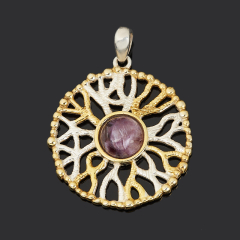 Кулон чароит Россия (серебро 925 пр. позолота, посеребр.)