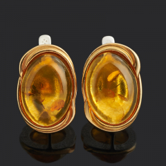 Серьги янтарь Россия (серебро 925 пр. позолота, посеребр.)