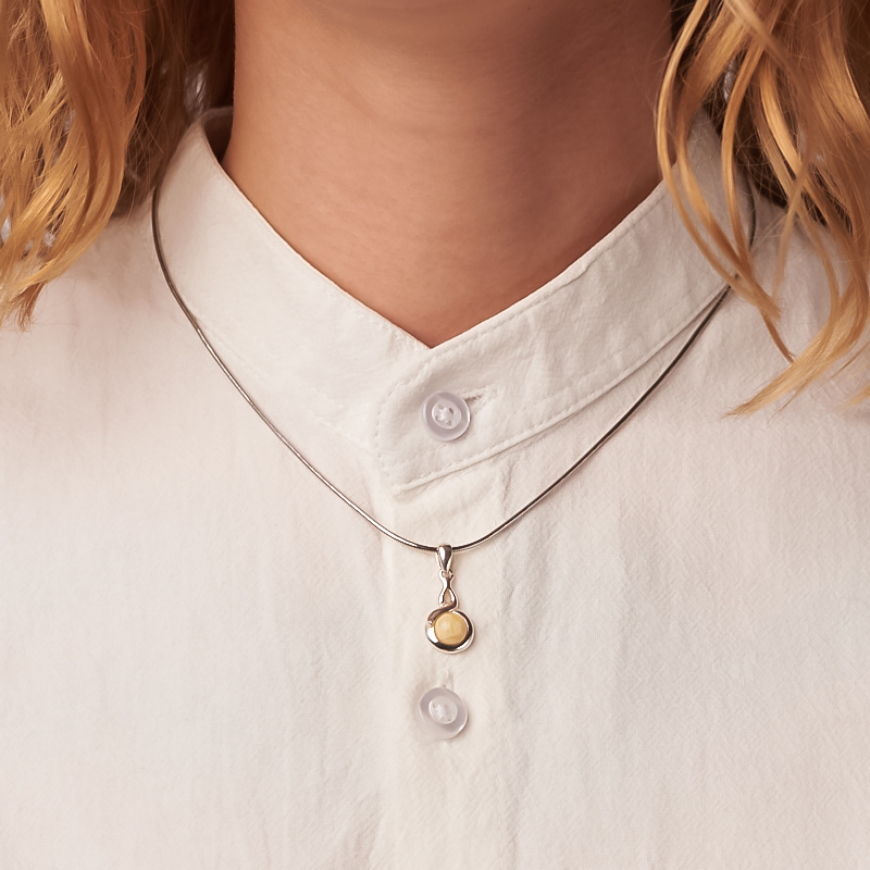 Кулон янтарь Россия (серебро 925 пр. посеребр.)