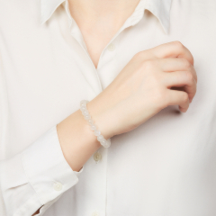 Браслет лунный камень (адуляр) Индия (сталь хир.) 8 мм 17 см (+3 см)