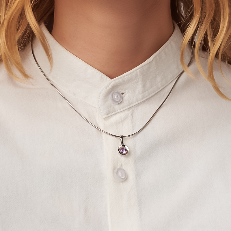 Кулон аметист Бразилия огранка (серебро 925 пр. родир. бел.)