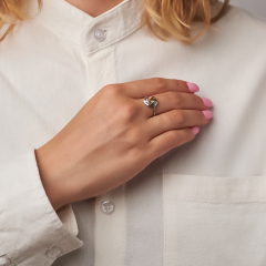 Кольцо цитрин Бразилия (серебро 925 пр. родир. бел.) огранка размер 17