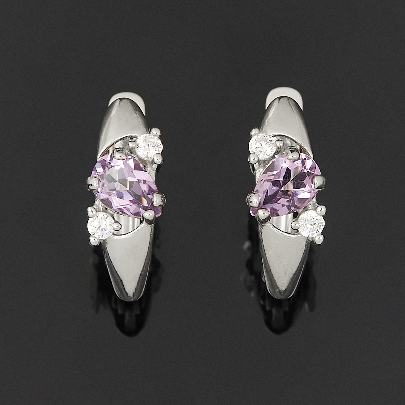Серьги аметист Бразилия (серебро 925 пр. родир. бел.) огранка