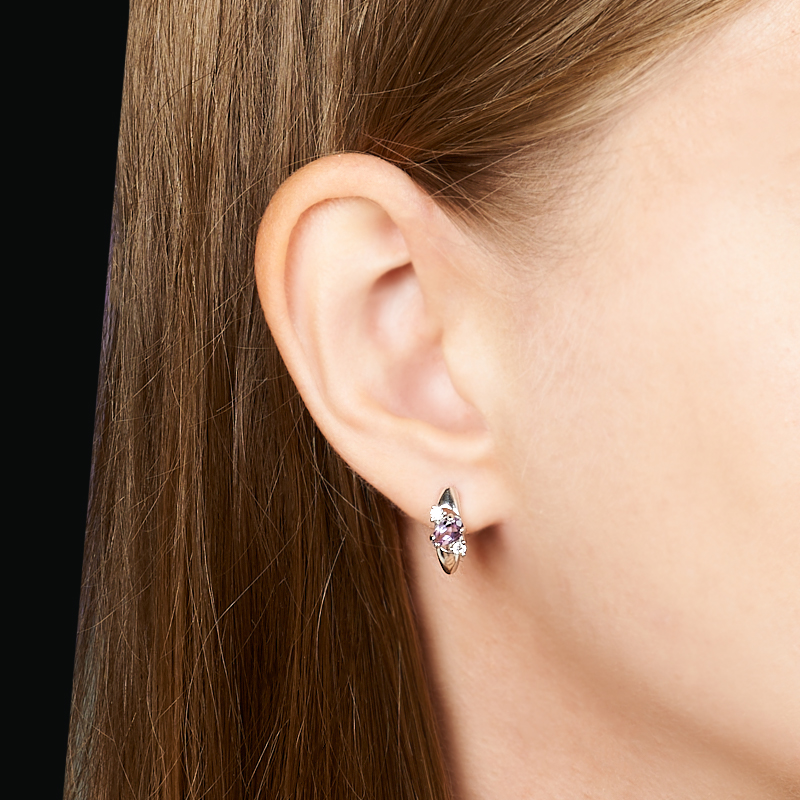 Серьги аметист Бразилия (серебро 925 пр. родир. бел.) огранка