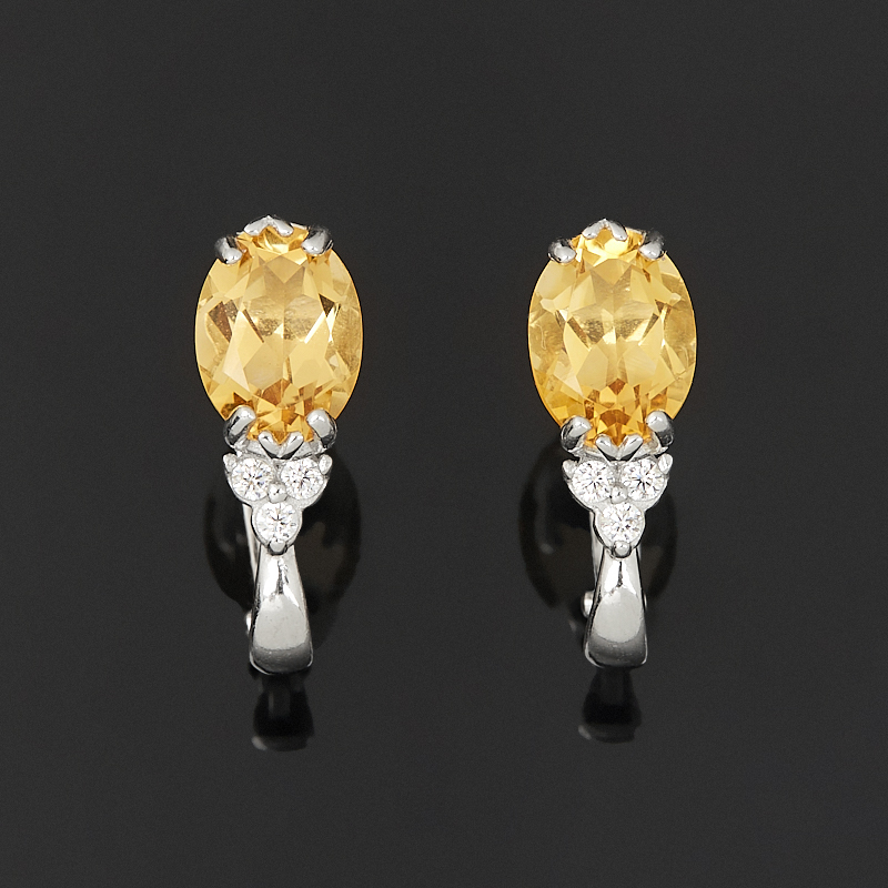 Серьги цитрин Бразилия (серебро 925 пр. родир. бел.) огранка