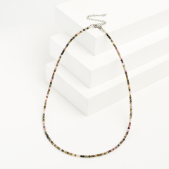 Чокер турмалин Бразилия огранка 40 см (+7 см) (сталь хир.)