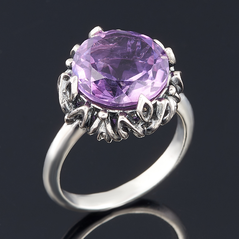 Кольцо аметист Бразилия (серебро 925 пр. оксидир.) огранка размер 17,5