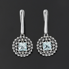 Серьги топаз голубой Бразилия (серебро 925 пр. родир. бел.) огранка