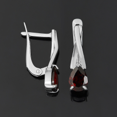 Серьги гранат альмандин Индия (серебро 925 пр. родир. бел.) огранка