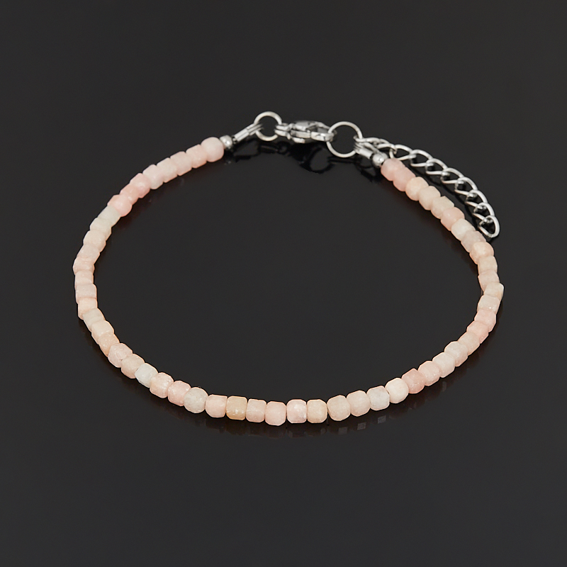 Браслет опал розовый Перу (сталь хир.) огранка 17&nbsp;см (+3&nbsp;см)