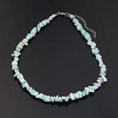 Бусы ларимар Доминиканская Республика (сталь хир.) 46 см (+7 см)