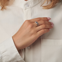 Кольцо гранат альмандин Индия (серебро 925 пр. родир. бел.) огранка размер 17