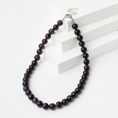 Бусы аметист Бразилия (сталь хир.) 12 мм 48 см (+7 см)