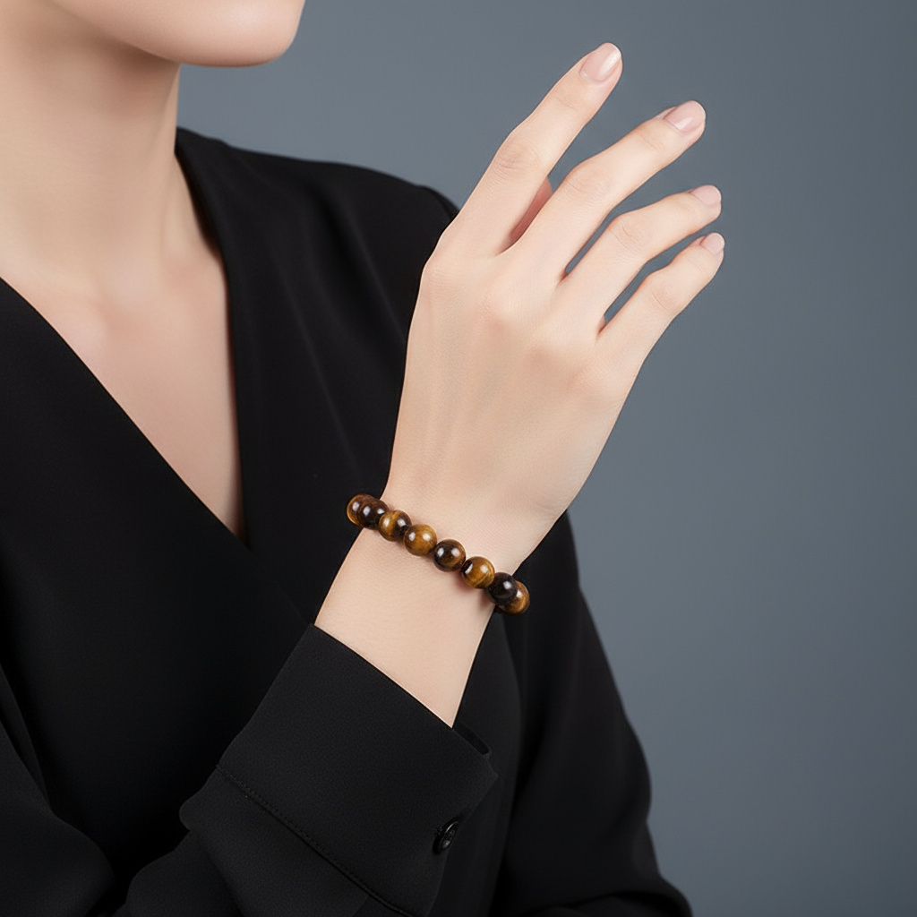 Браслет тигровый глаз ЮАР 12 мм 18 см