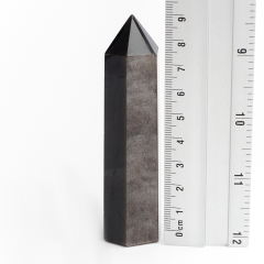 Кристалл обсидиан серебристый Мексика (ограненный) M (7-12 см)