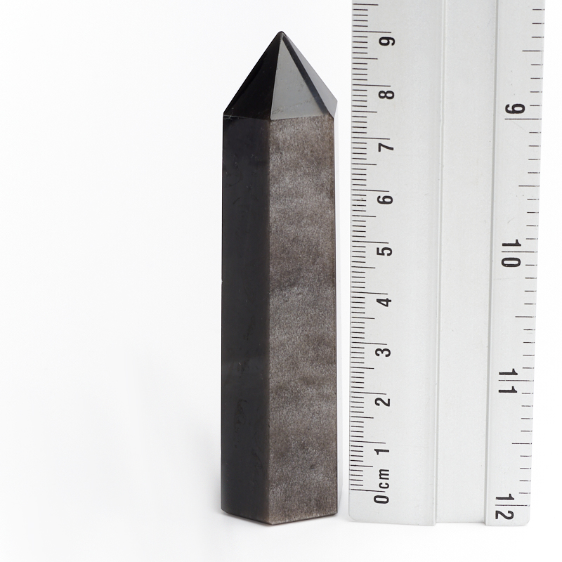 Кристалл обсидиан серебристый Мексика (ограненный) M (7-12 см)