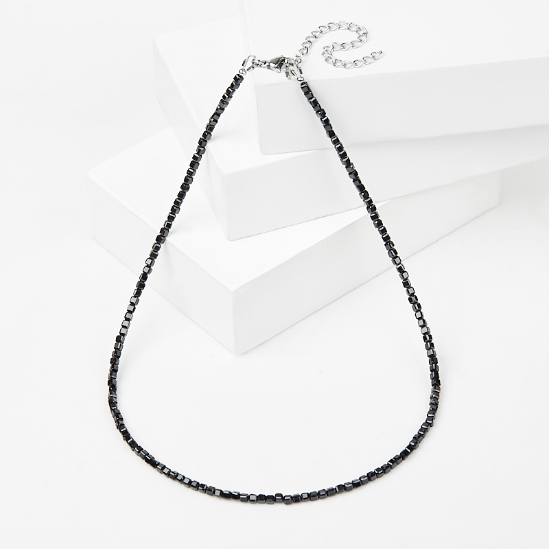 Чокер шпинель Шри Ланка черная огранка 40&nbsp;см (+7&nbsp;см) (сталь хир.)