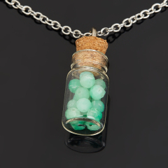 Кулон хризопраз Казахстан (биж. сплав, сталь хир.) бутылочка огранка 2,5 см