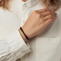 Браслет шпинель Шри Ланка черная огранка 2 мм 18 см (+5 см) (биж. сплав)