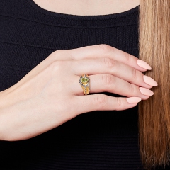 Кольцо хризолит США (серебро 925 пр.) огранка размер 18