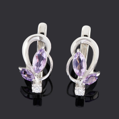 Серьги аметист Бразилия (серебро 925 пр.) огранка