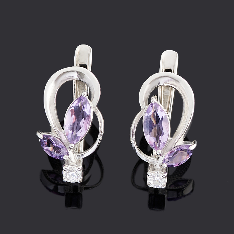 Серьги аметист Бразилия (серебро 925 пр.) огранка