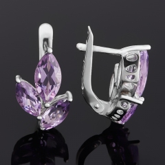 Серьги аметист Бразилия (серебро 925 пр.) огранка