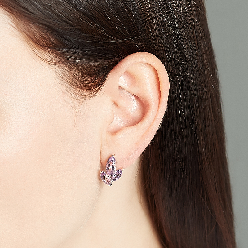 Серьги аметист Бразилия (серебро 925 пр.) огранка