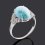 Кольцо ларимар Доминиканская Республика (серебро 925 пр. родир. бел.) размер 18,5