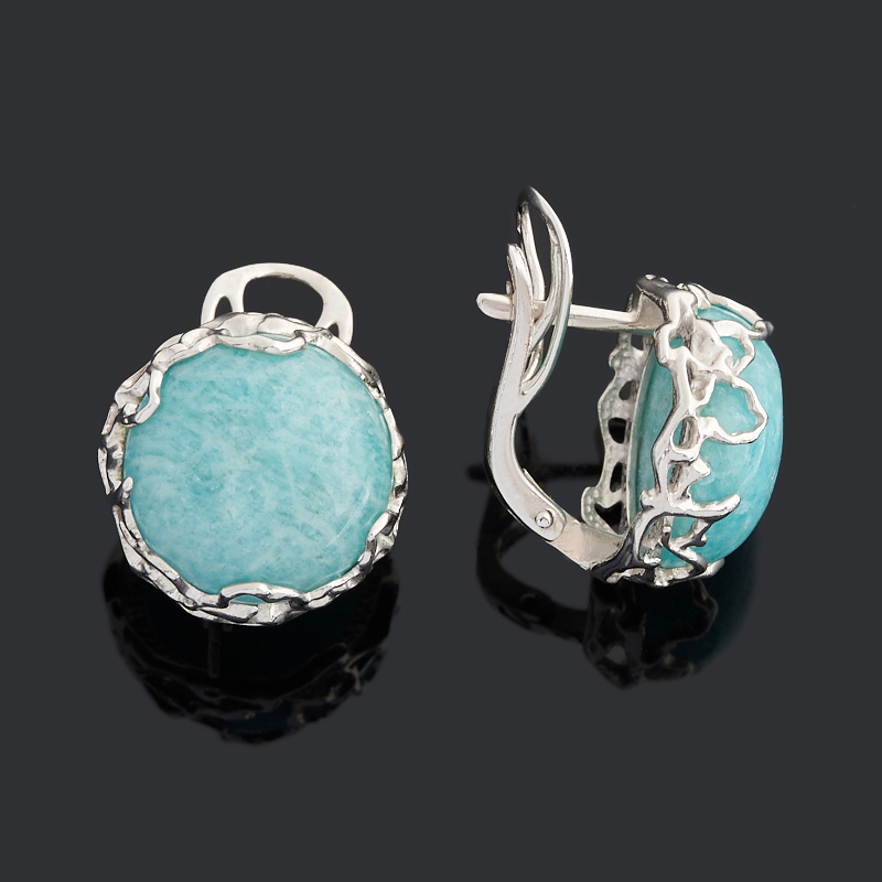 Серьги амазонит Россия (серебро 925 пр. родир. бел.)