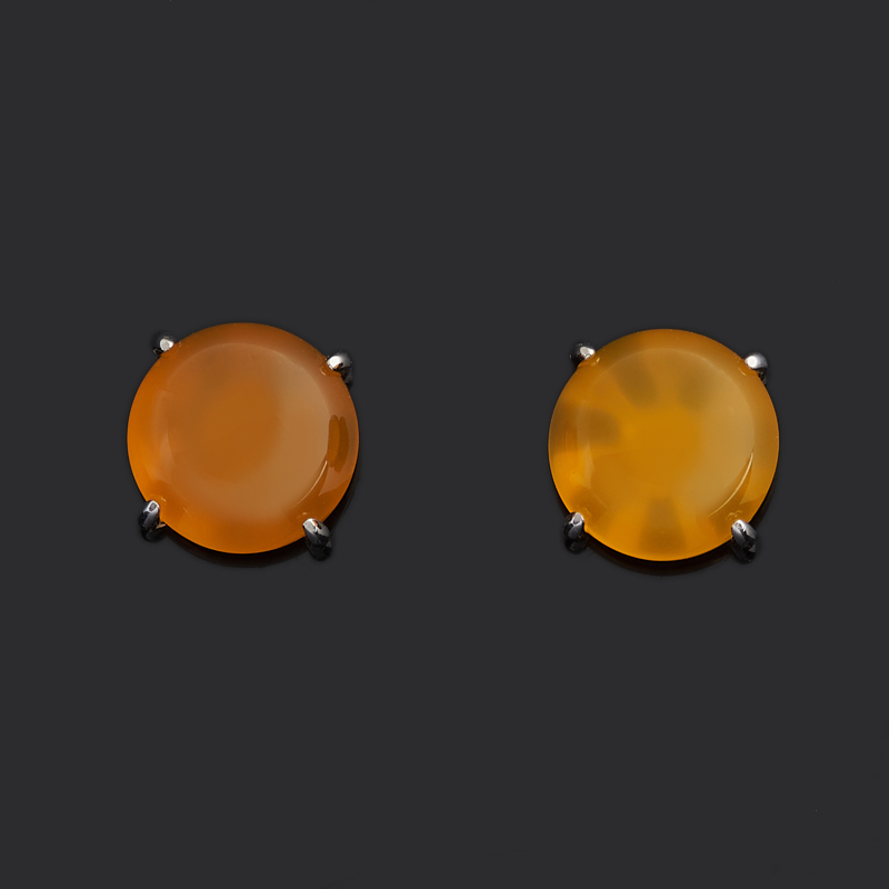 Серьги сердолик Ботсвана (серебро 925 пр. родир. бел.) пуссеты