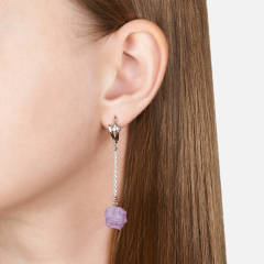 Серьги аметист Бразилия (биж. сплав родир. бел.)