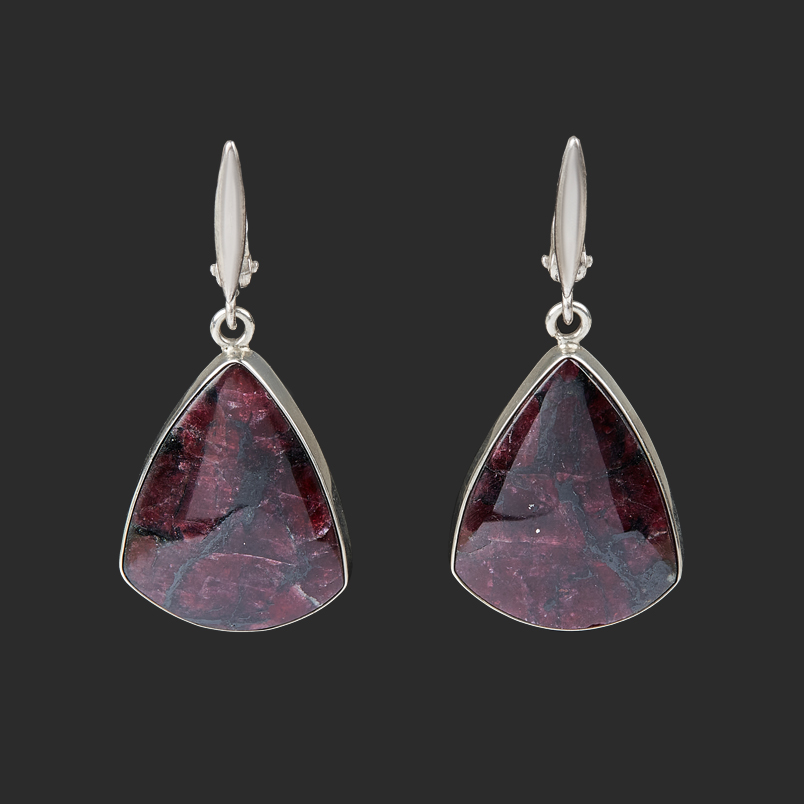 Серьги эвдиалит (дублет) Россия (нейзильбер)