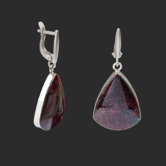 Серьги эвдиалит (дублет) Россия (нейзильбер)