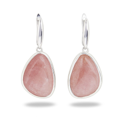 Серьги авантюрин красный Индия (биж. сплав родир. бел.)