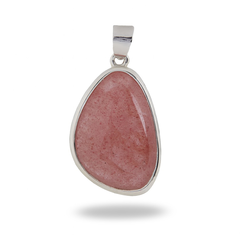 Кулон авантюрин красный Индия (биж. сплав родир. бел.) 3,5 см