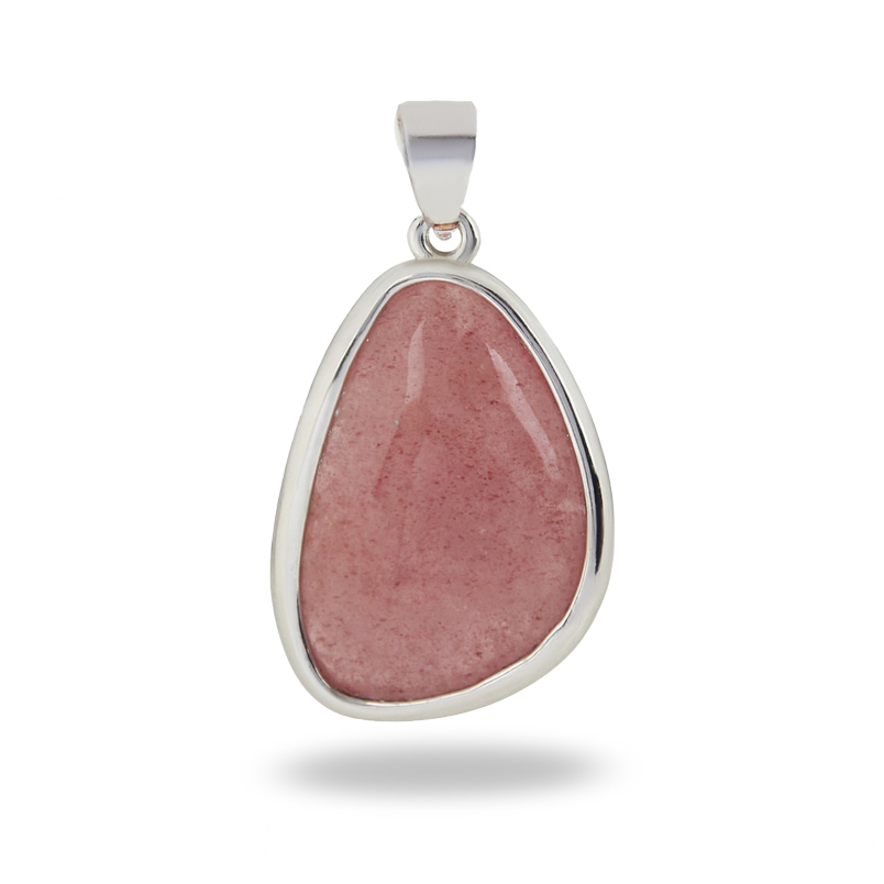 Кулон авантюрин красный Индия (биж. сплав родир. бел.) 3,5 см