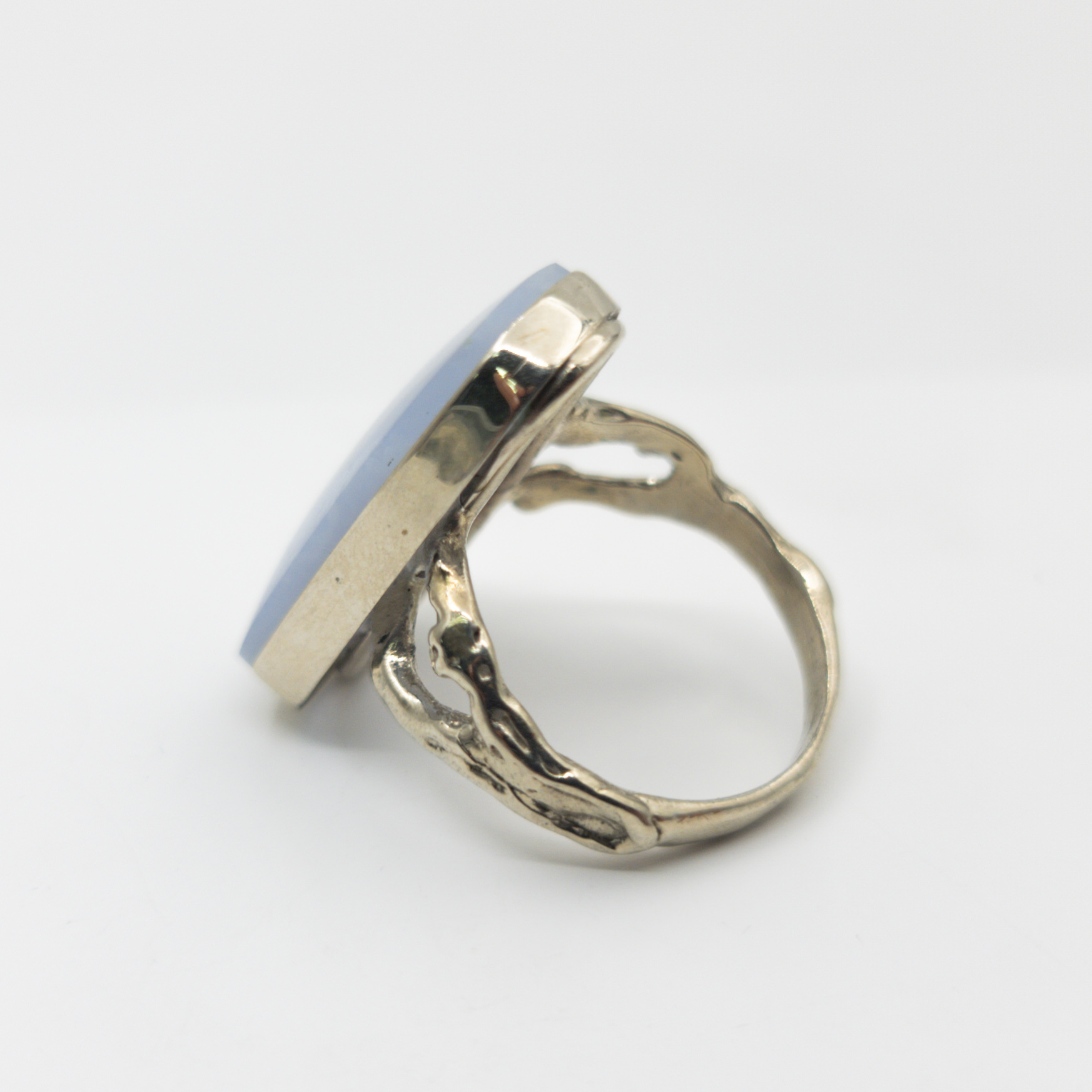 Кольцо агат голубой (дублет) Россия (нейзильбер) размер 17,5