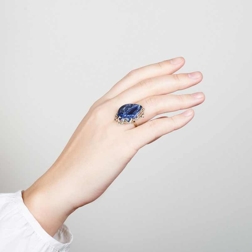 Кольцо содалит (дублет) Бразилия (нейзильбер) размер 17,5