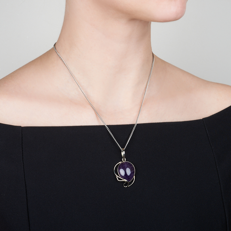 Кулон аметист Бразилия (нейзильбер) 4,5 см