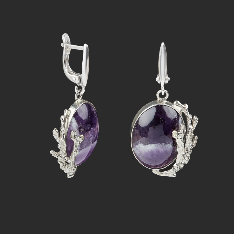 Серьги аметист Бразилия (нейзильбер)